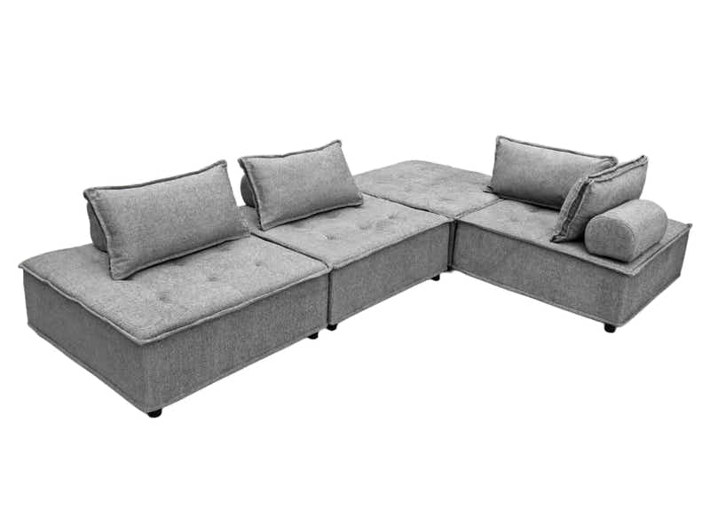 Suellen Sectional Sofa Set Chenille Light Grey