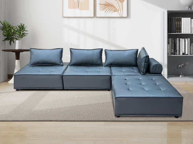 Suellen Sectional Sofa Set PU Grey
