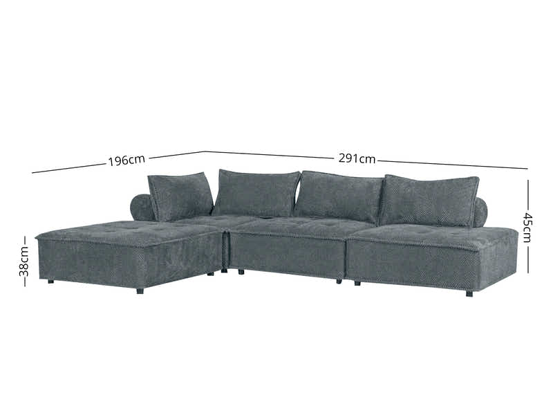 Suellen Sectional Sofa Set Pineapple Velvet Dark Grey
