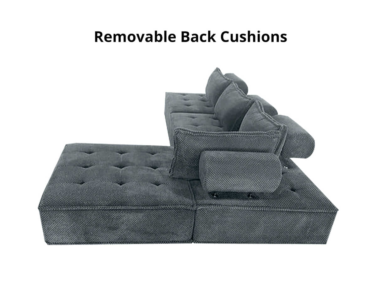 Suellen Sectional Sofa Set Pineapple Velvet - Dark Grey