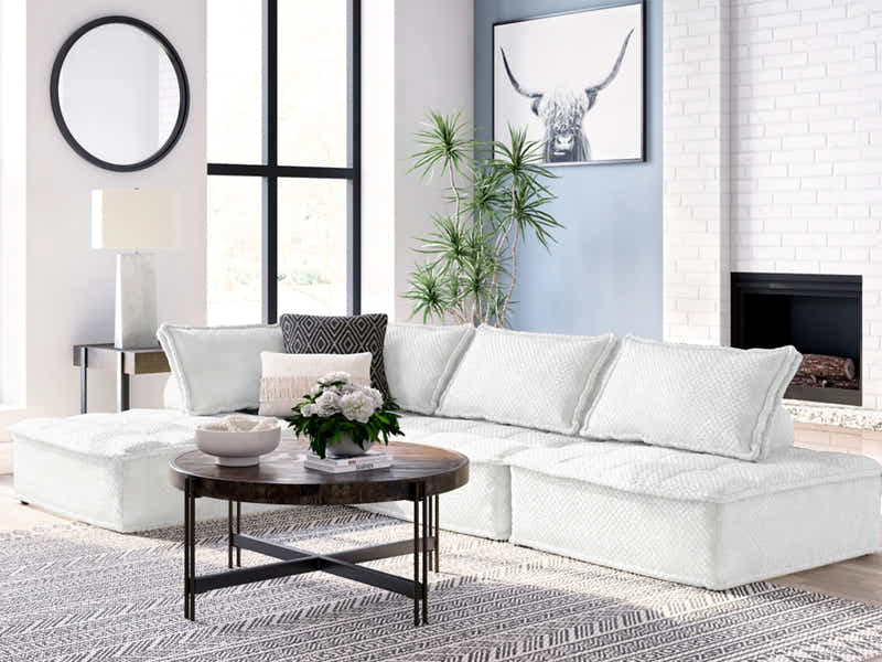 Suellen Sectional Sofa Set Pineapple Velvet White