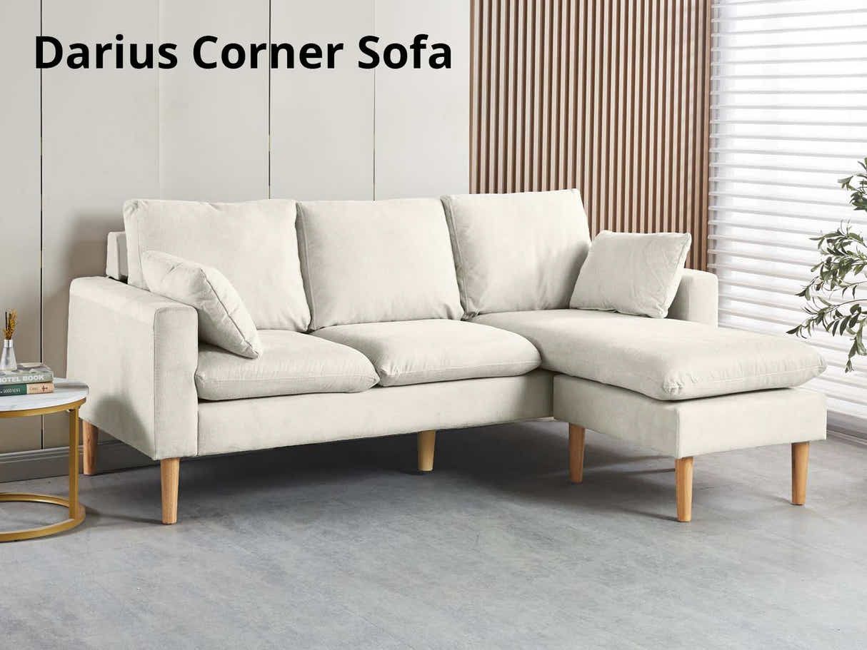 Darius Corner Sofa Linen - Cream