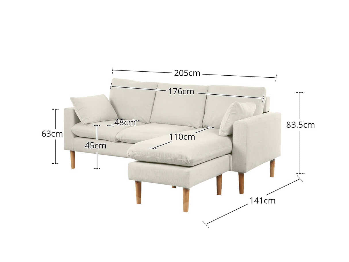 Darius Corner Sofa Linen - Cream
