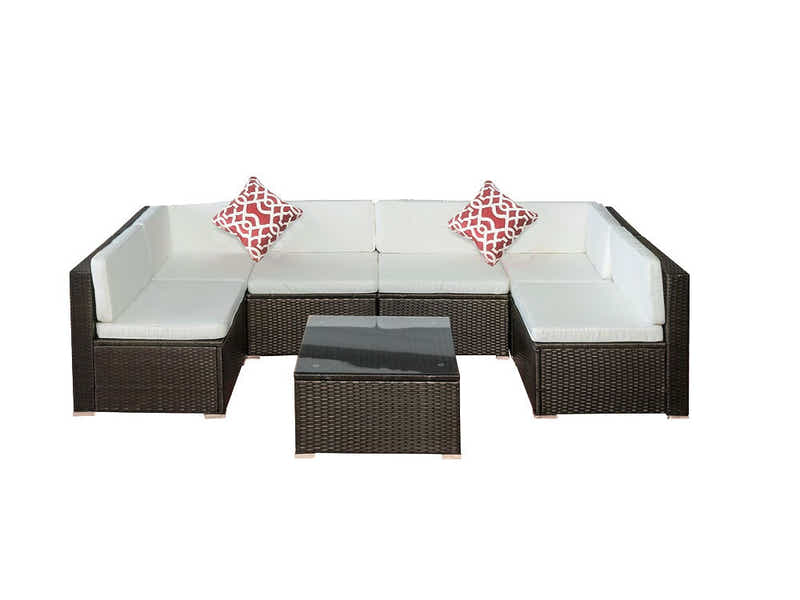 T Warren 7 pc outdoor sofa set beige
