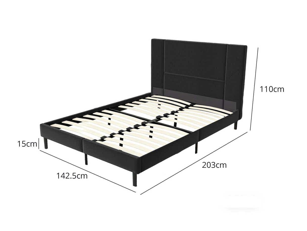 Aubrey Velvet Bed Frame & PIL20 Mattress with Pillows - Double