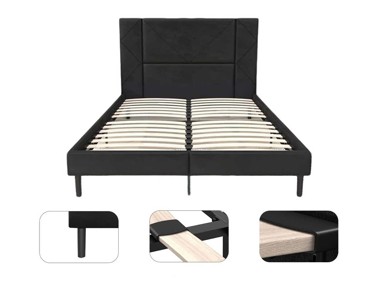 Aubrey Velvet Bed Frame & PIL20 Mattress with Pillows - Double