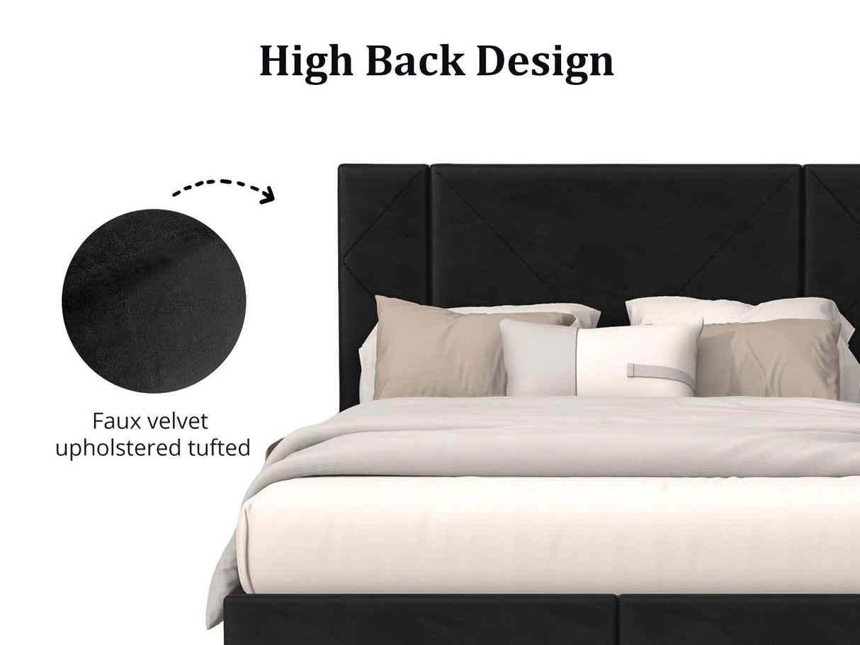 Aubrey Velvet Bed Frame & PIL20 Mattress with Pillows - Double