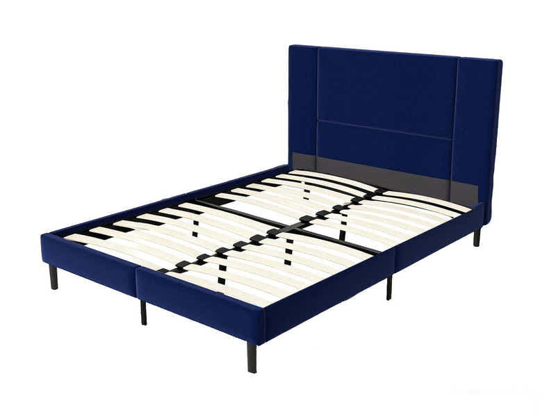 Aubrey Velvet Bed Frame Queen - Blue