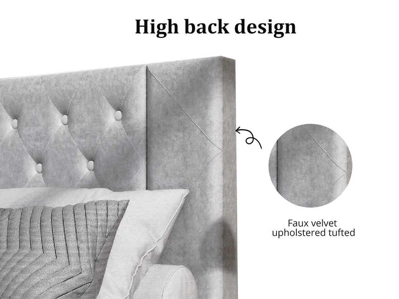 Matilda Velvet Bed Frame & Bon21Mattress - Double