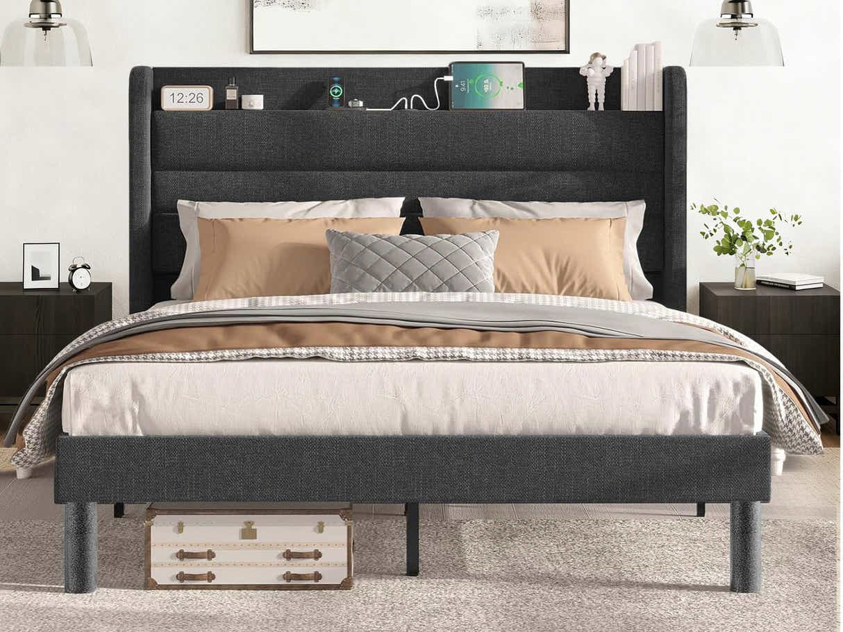 Blanche Linen Bed Frame & Bon21 Mattress - Double