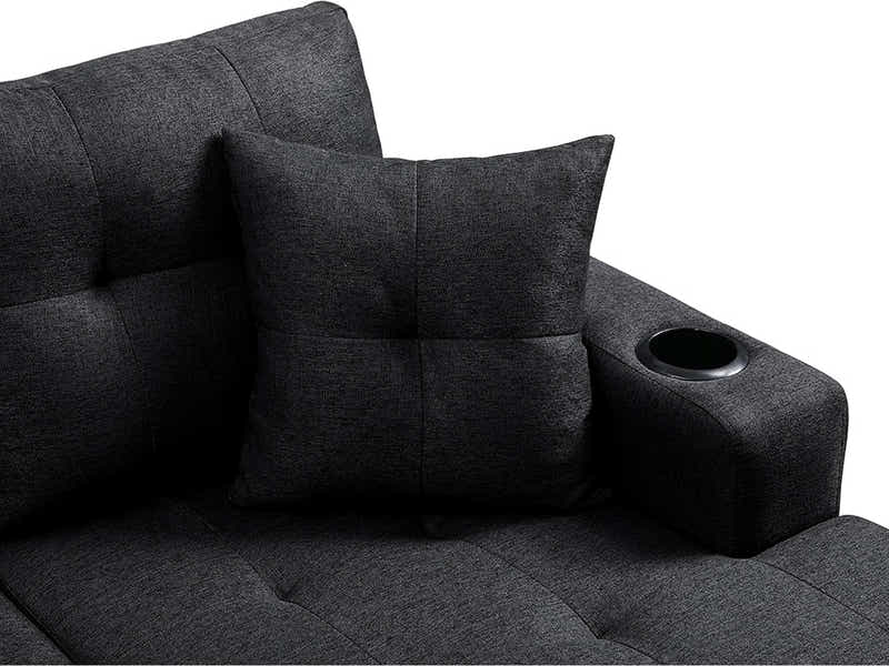 Marcia Sectional Sofa with Left Chaise Linen Black