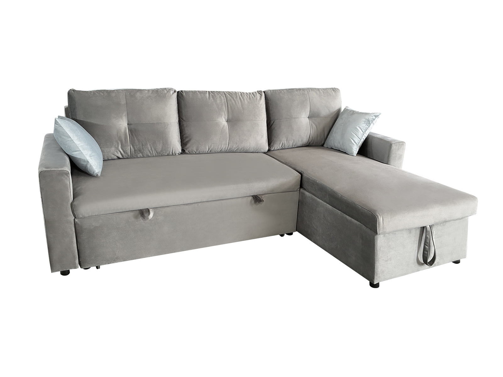 Rilla Pull Out Sofa Bed With Storage - Velvet Grey
