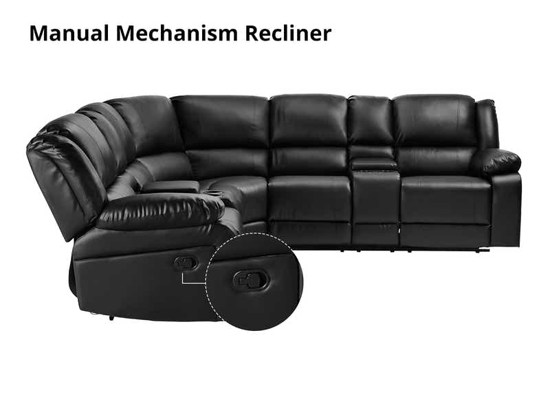 Caetlin PU Leather Recliner Sofa Set - Black