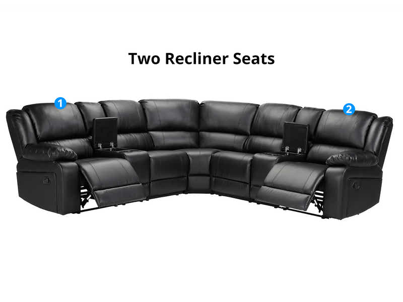 Caetlin PU Leather Recliner Sofa Set - Black