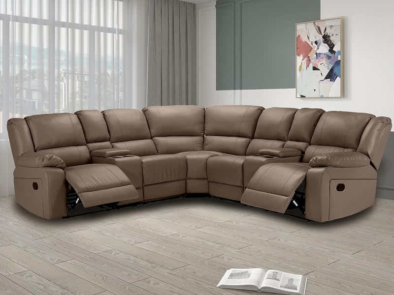 Caetlin PU Leather Recliner Sofa Set - Brown
