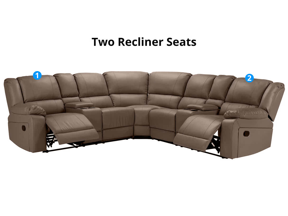 Caetlin PU Leather Recliner Sofa Set - Brown