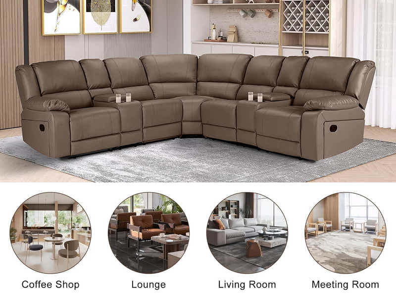 Caetlin PU Leather Recliner Sofa Set - Brown