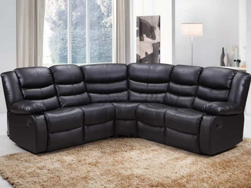 Khloe Recliner Sofa Set PU Black
