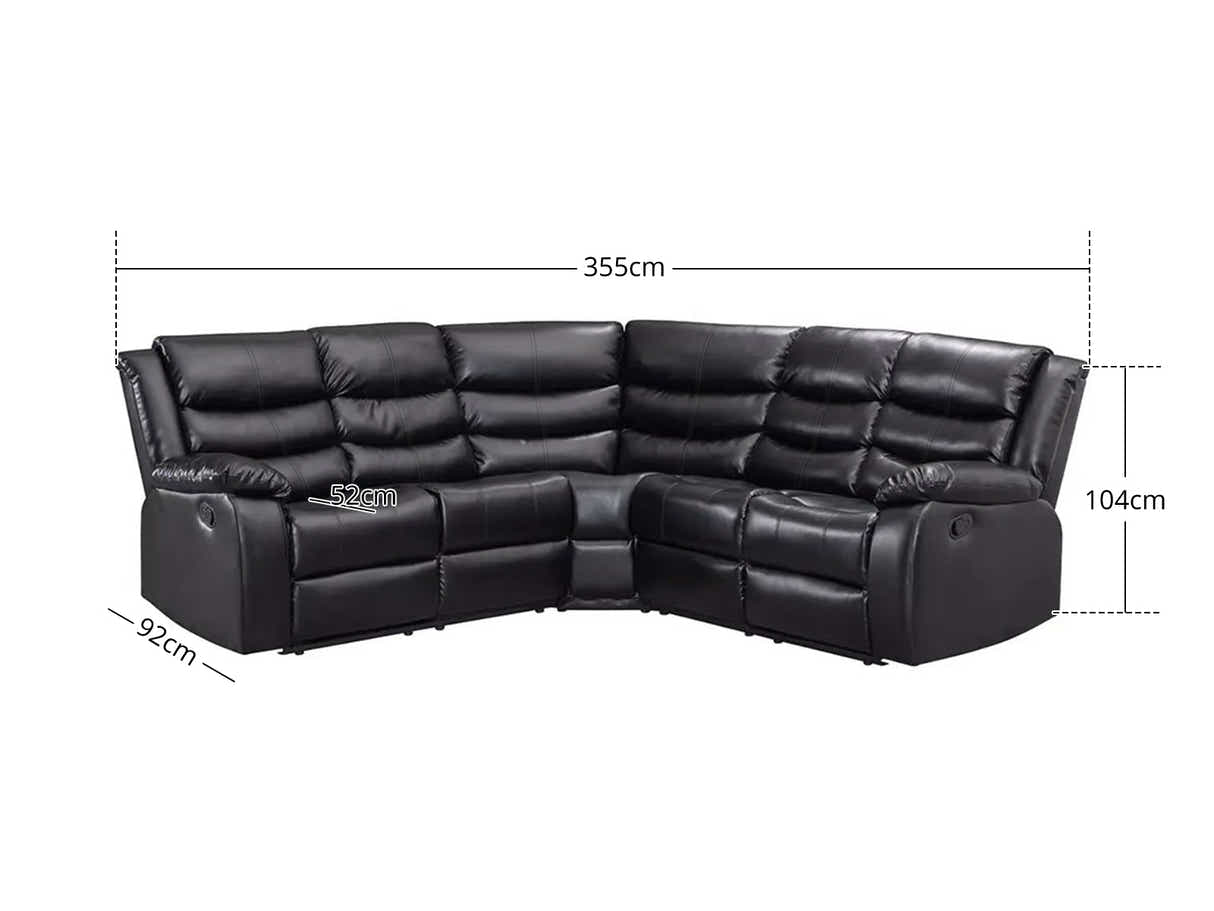 Khloe Recliner Sofa Set PU Black