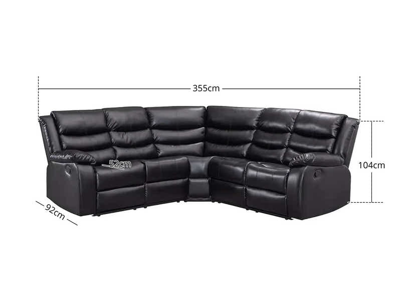 Khloe Recliner Sofa Set PU Black