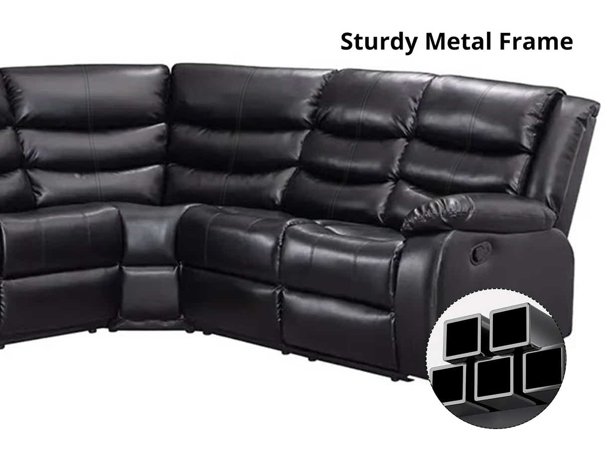 Khloe Recliner Sofa Set PU Black