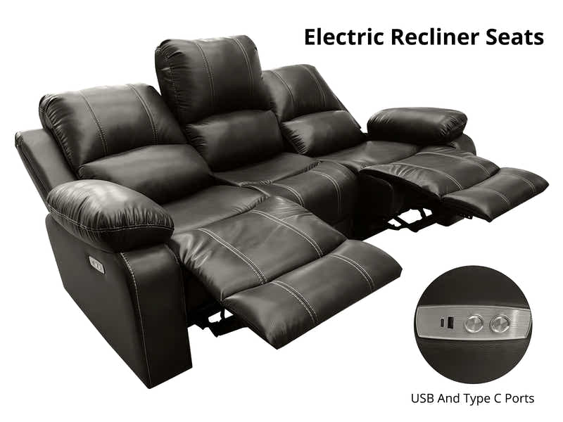 DS Evely Electric Recliner Sofa Set Brown
