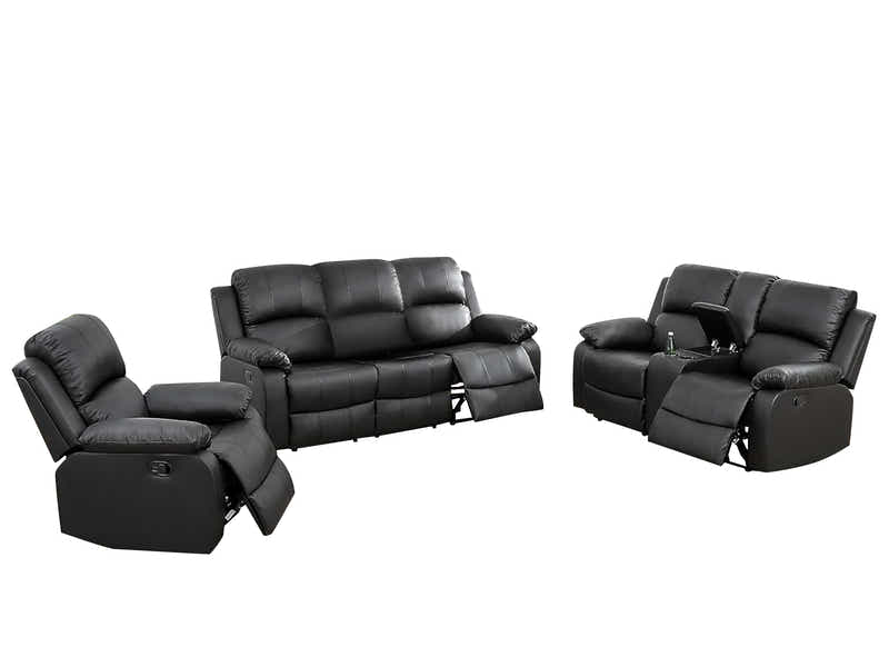DS Evely Manual Recliner Sofa Set Black