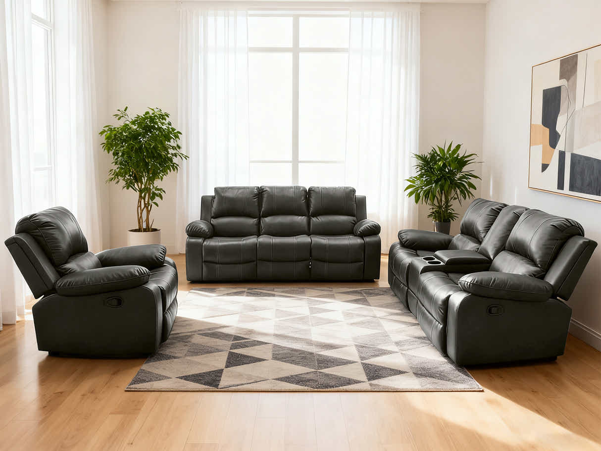 Evely Manual Recliner Sofa Set Brown