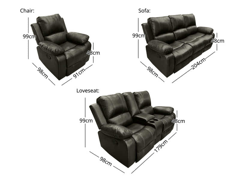 DS Evely Manual Recliner Sofa Set Brown