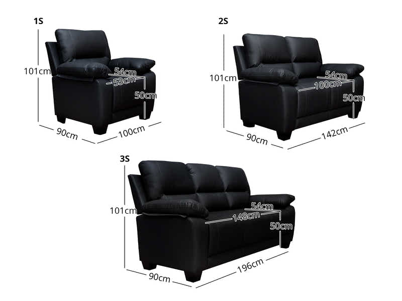 Nelda Cat Paw Leather Sofa Set Black