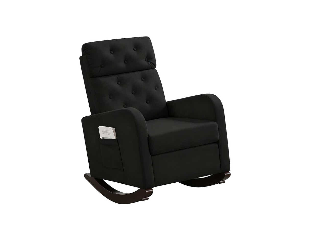 DS Sisco Velvet Rocker Chair - Black