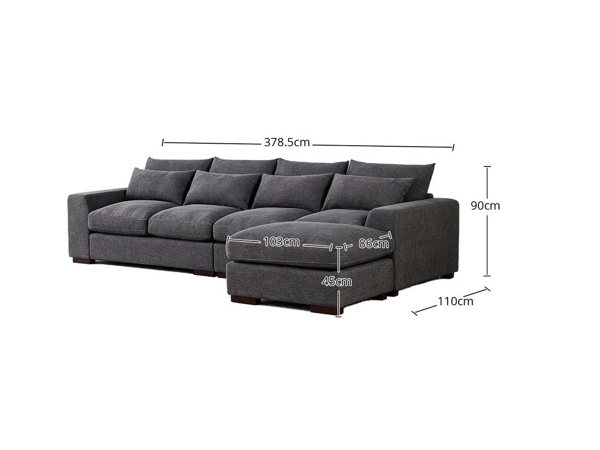 DS Jasmoder Sectional Sofa Set Dark Grey