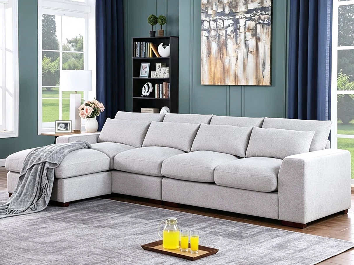 DS Jasmoder Sectional Sofa Set Light Grey
