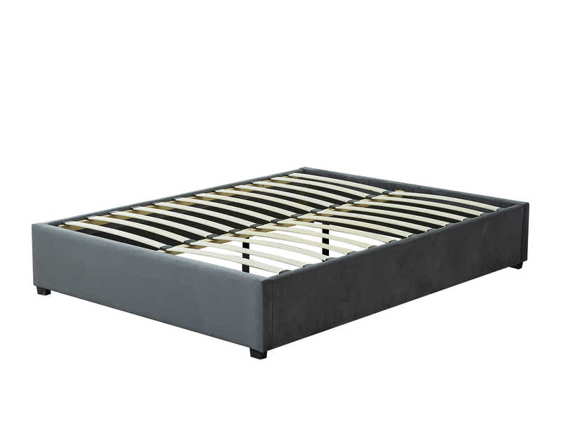 Keetsa Velvet Bed Frame Dark Grey & Xclusive Pocket Spring Mattress X20 Queen (Combo)