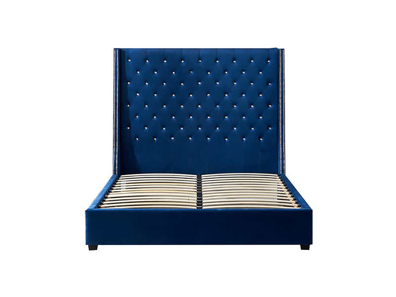 Aria Velvet Bed Frame Blue - Queen
