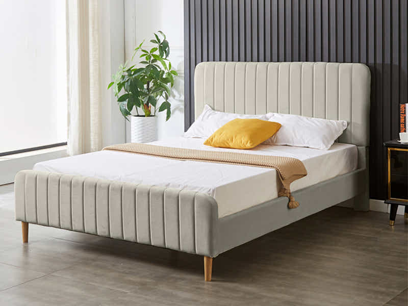 Edina Velvet Bed Frame Grey - Queen