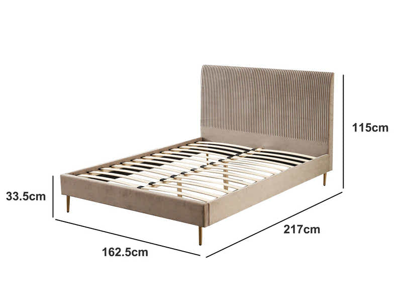 Fenix Velvet Bed Frame Brown & Euro Top Mattress J32 – Queen (Combo)