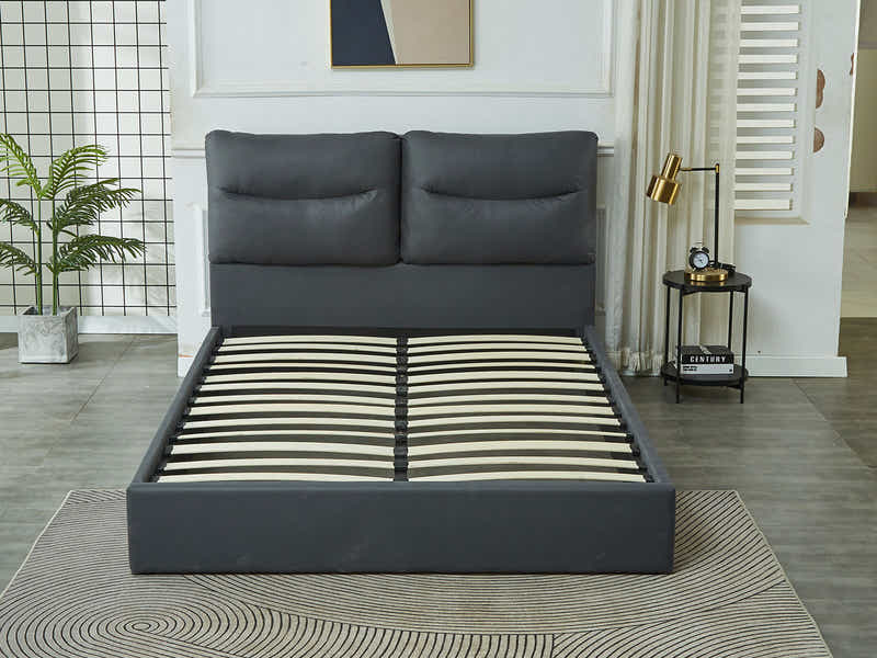 Greta PU Bed Frame Dark Grey - Queen