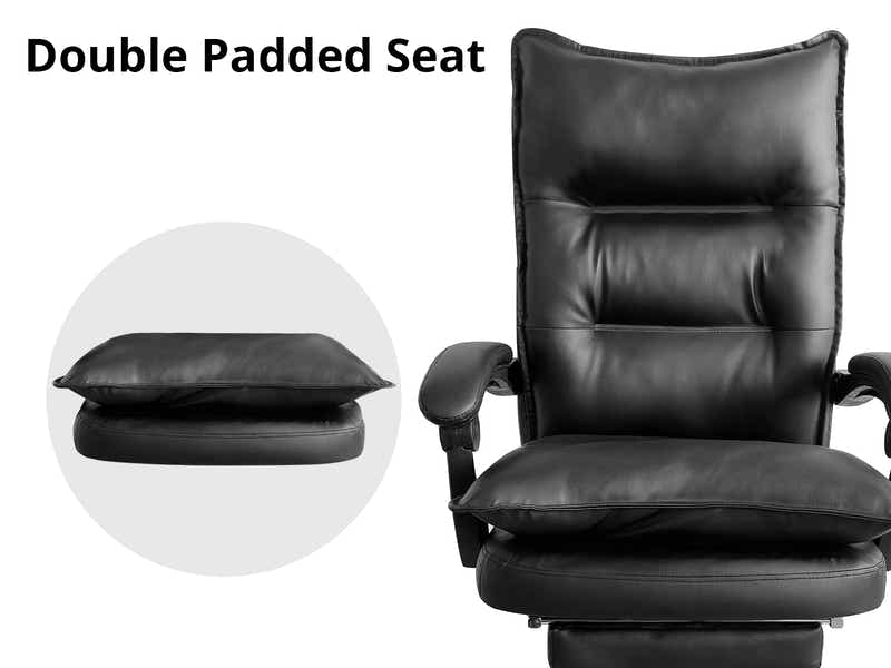 Home Office Desk with Storage Black & New Markus Office Chair with Footrest PU Black (Combo)