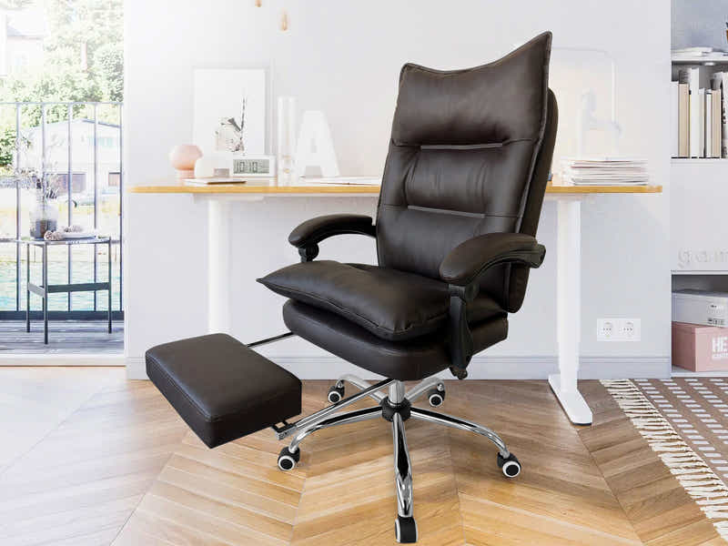 New Markus Office Chair with Footrest PU Coffee