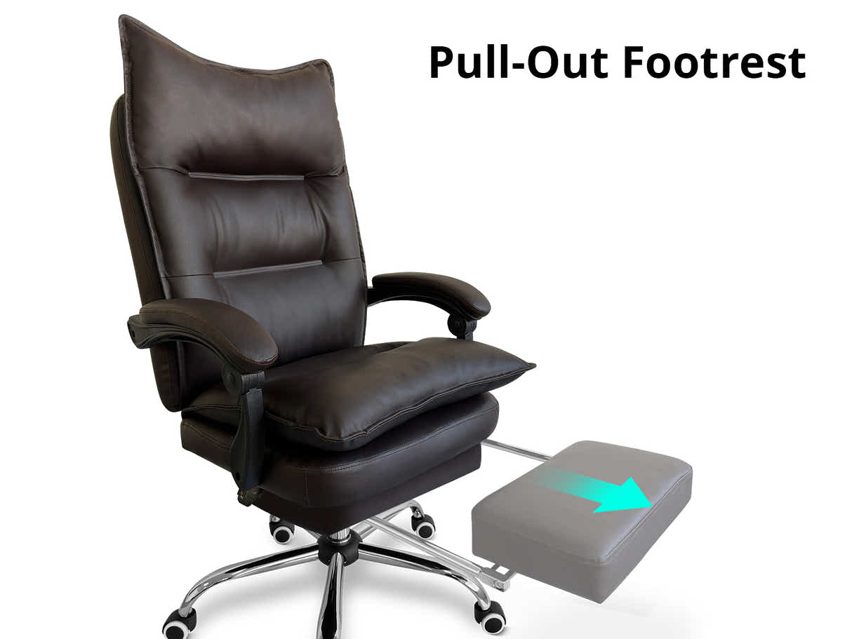 Koa Desk With Storage Bag & New Markus Office Chair with Footrest PU Coffee