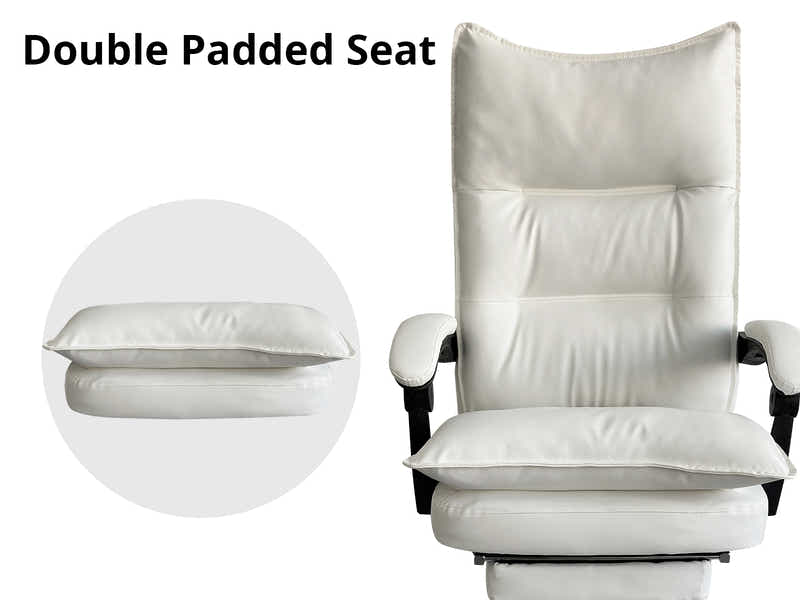 Irina L-Shaped Computer Desk & New Markus Office Chair with Footrest PU White (Combo)