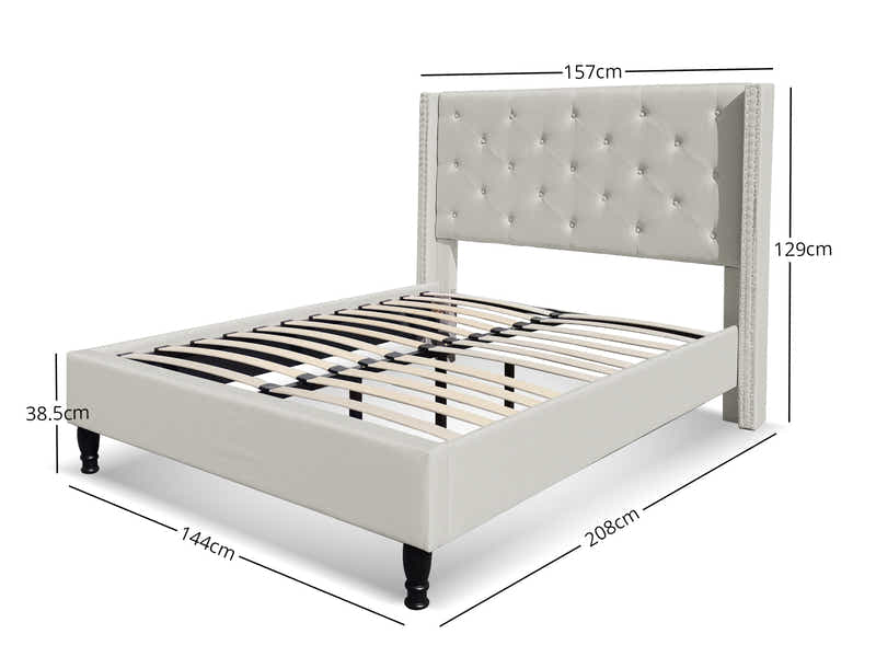 New Lisbeth Bed Frame Beige - Double