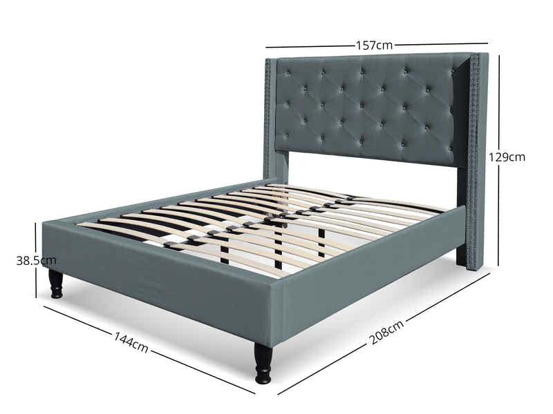 New Lisbeth Bed Frame Blue - Double