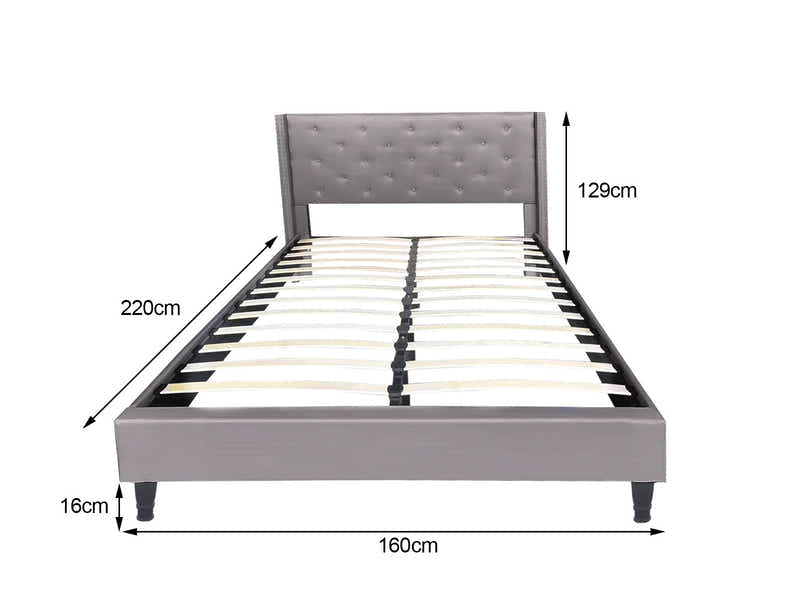 New Lisbeth Bed Frame Grey & Euro Top Mattress J32 - Queen (Combo)