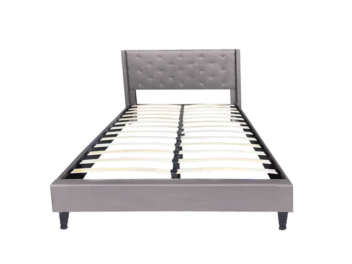 New Lisbeth Bed Frame Grey & Euro Top Mattress J32 - Queen