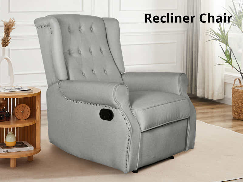 Linen Recliner Chair - Grey