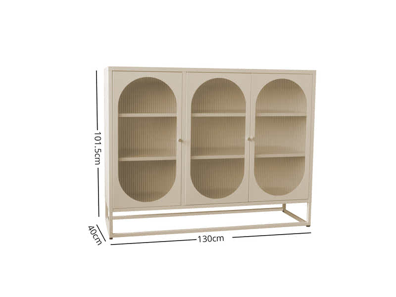 Lonna Steel 3-Door Display Cabinet - Butter Cream