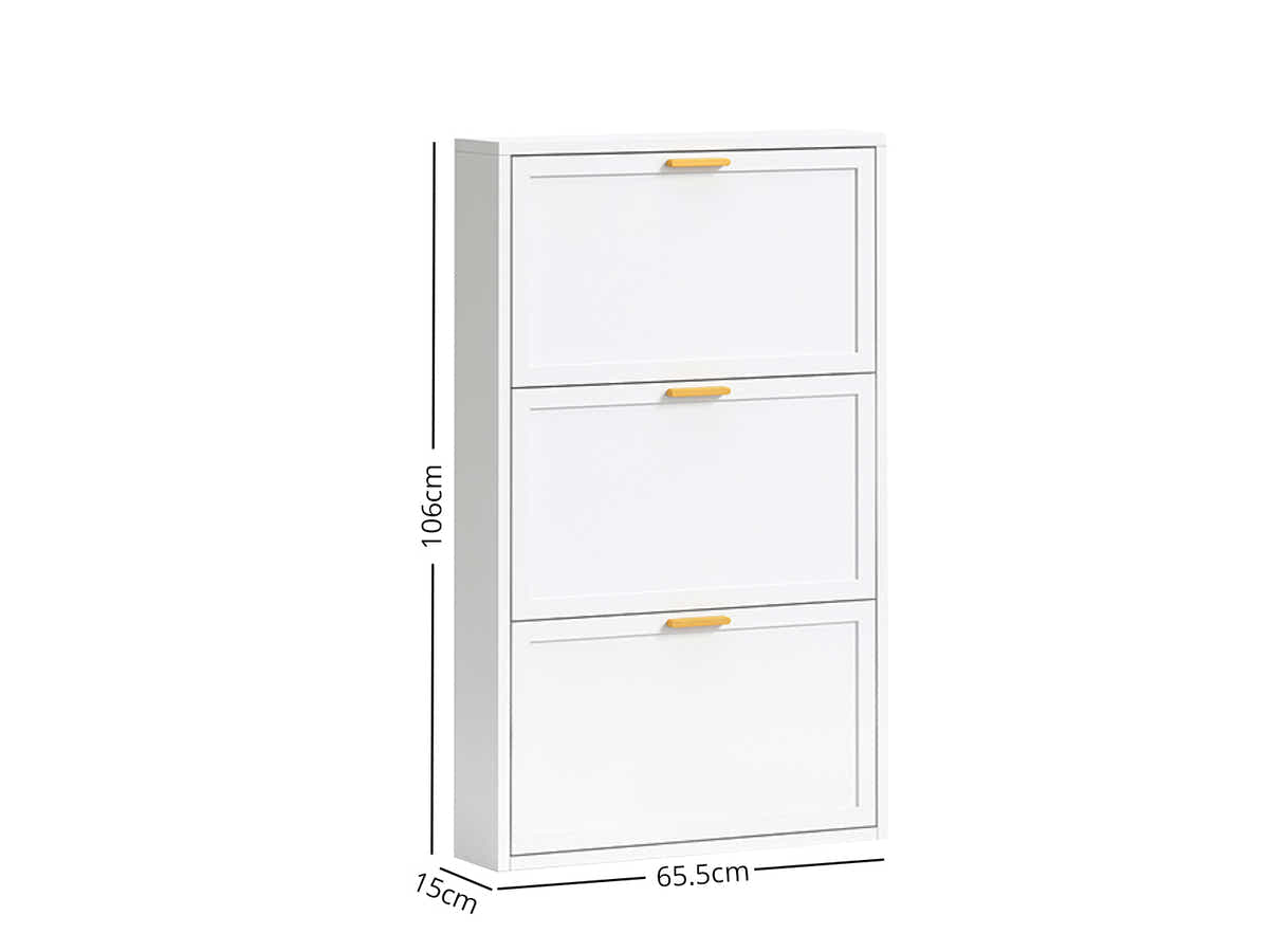 DS Lonna Steel 3-Layer Shoe Cabinet - White
