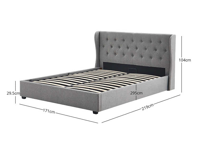 Keron Storage Bed Frame Grey - Queen